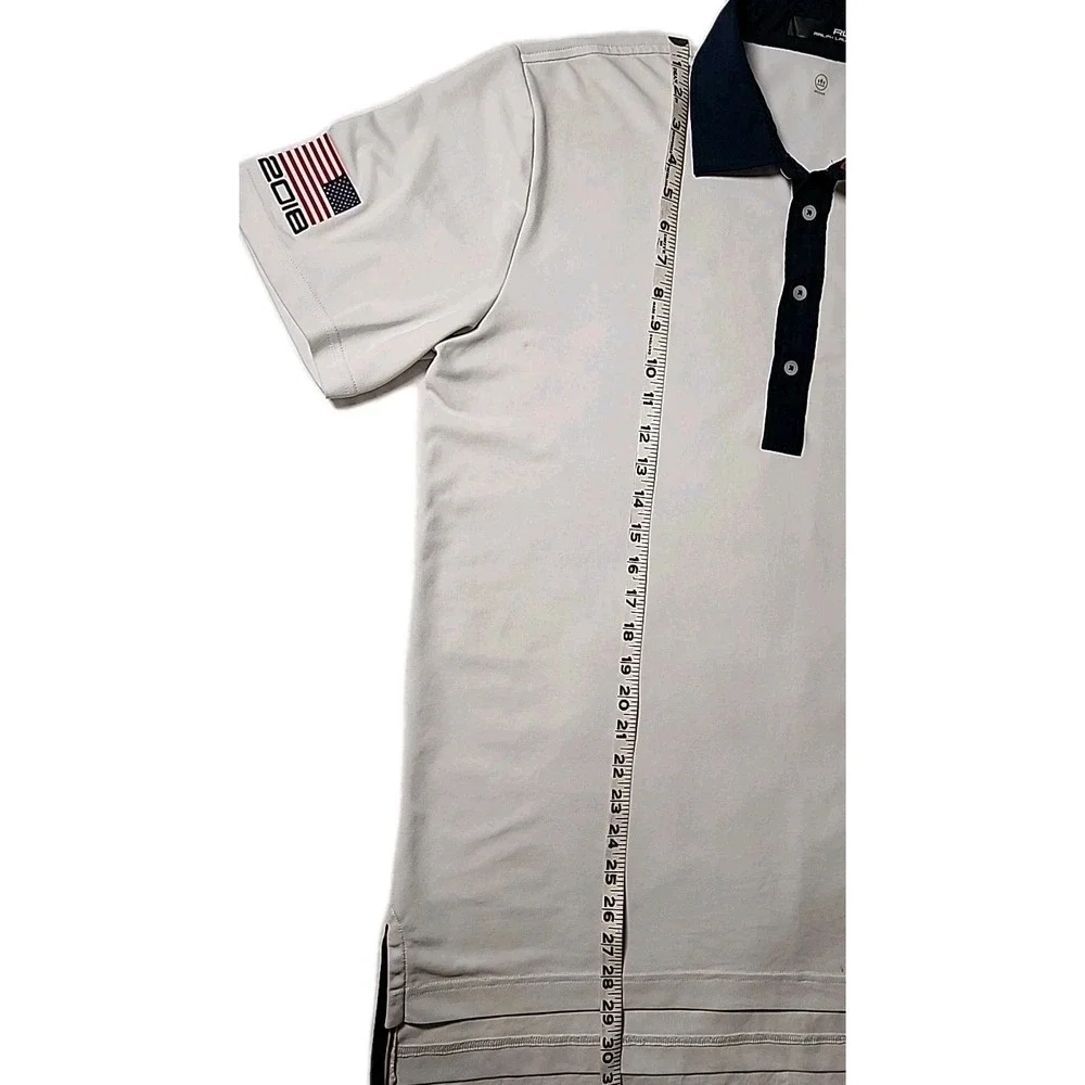 RLX Ralph Lauren Men's Medium‎ Polo 2018 Ryder Cup Golf USA Shirt White Ultimate